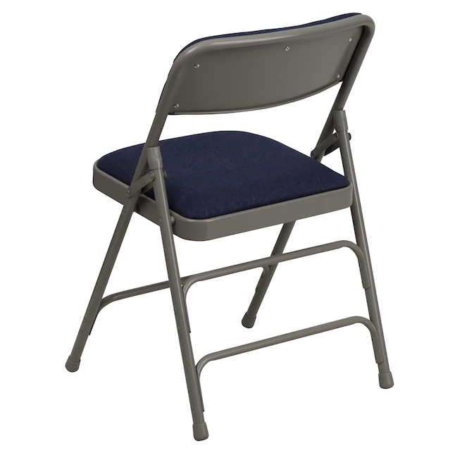 Flash Furniture Navy Fabric/Gray Frame Banquet Folding Chair with Upholstered Seat (Indoor)