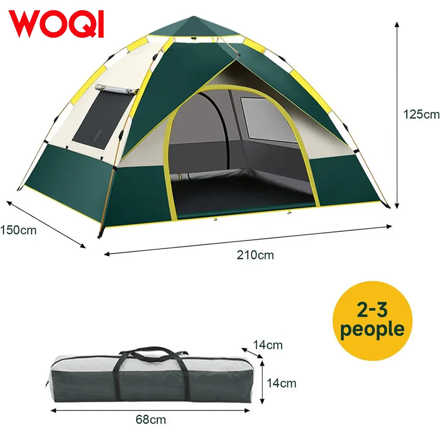 WOQI 4 person family camping tent  waterproof and windproof  outdoor backpacking and hiking