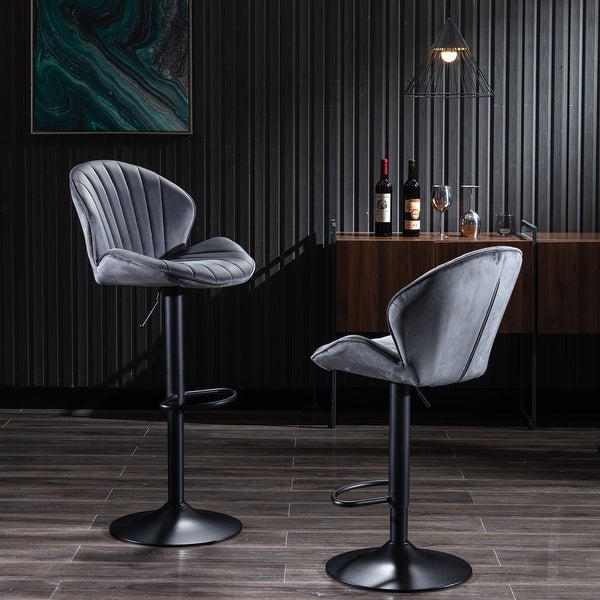 Bar Stools Set of 2 - Adjustable Barstools with Back and Footrest， Counter Height Bar Chairs