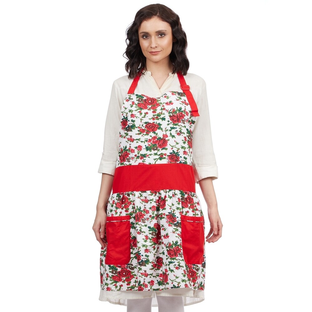 Handmade Pure Cotton Bohemian Print Apron with Pockets (India)