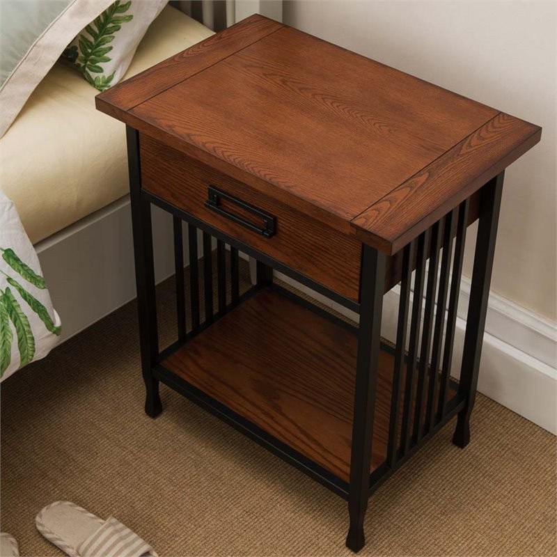 Leick Ironcraft 1 Drawer Nightstand in Mission Oak   Craftsman   Side Tables And End Tables   by Global Discount Store LLC  Houzz