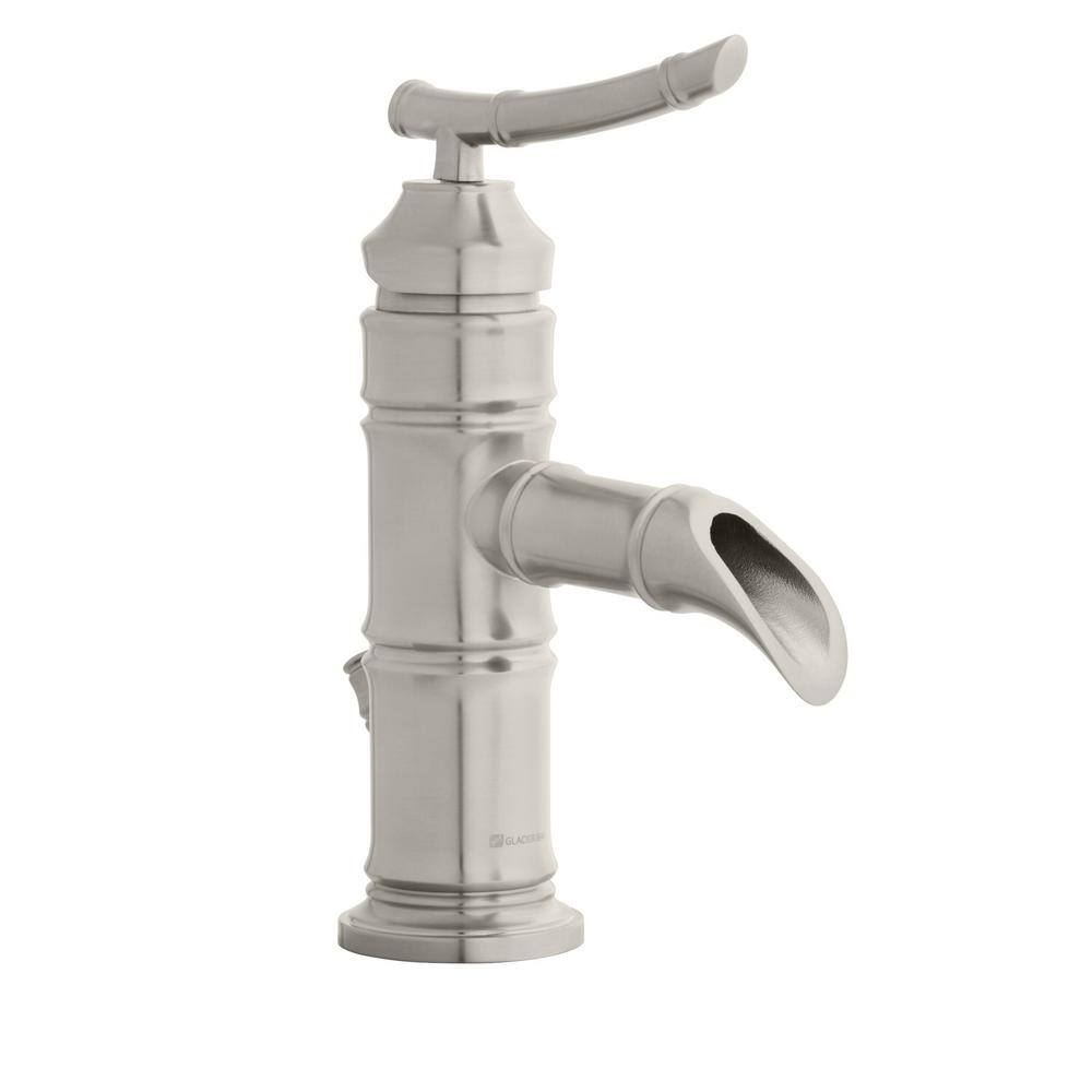 Glacier Bay Bamboo Single-Handle Single Hole Low-Arc Bathroom Faucet in Brushed Nickel HD67109W-8004