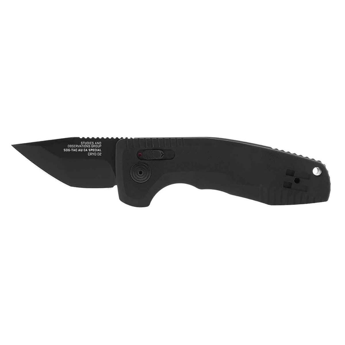 SOGTAC AU Compact 1.96 inch Tanto Plain Edge Automatic Knife  CA Special Black