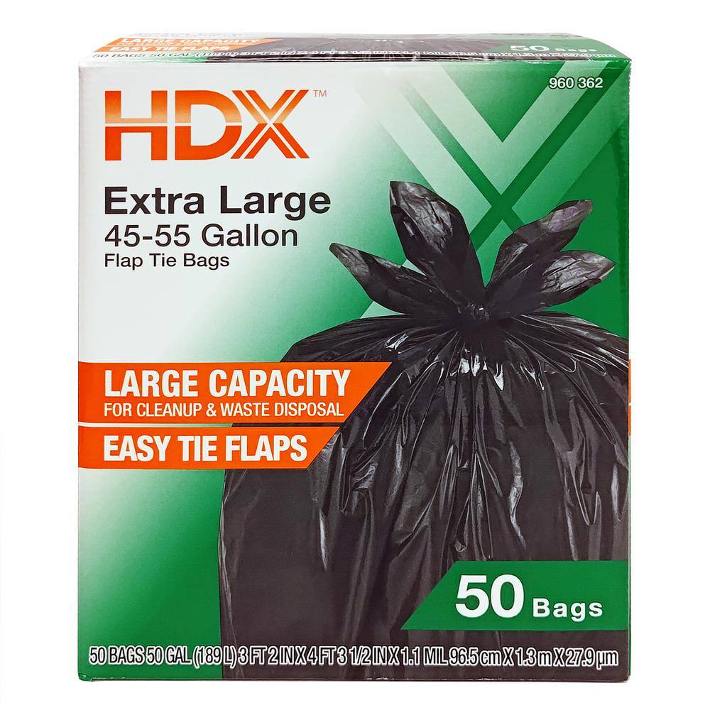 HDX 50 Gal. Wave Cut Extra-Large Trash Bags (200-Count) HD50WCE050B-4PK