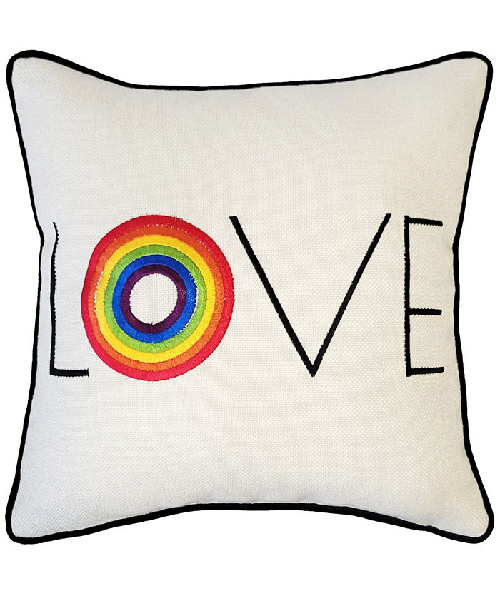 Edie@Home 'Love' with Rainbow Embroidered Decorative Pillow， 12