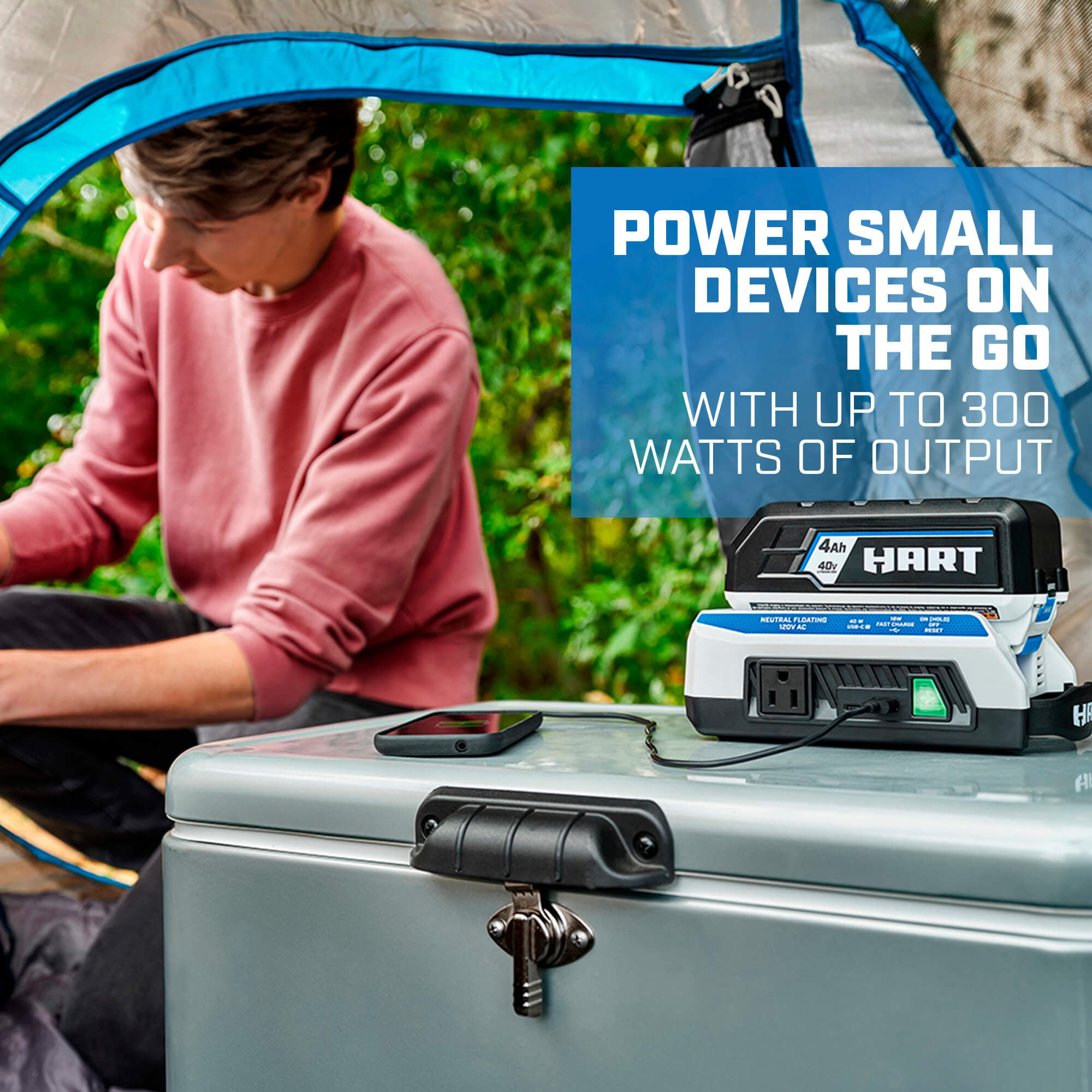 HART 40-Volt Cordless 300 Watt Battery Powered Power Source with LED Light and Easy Carry Handle (Tool Only)