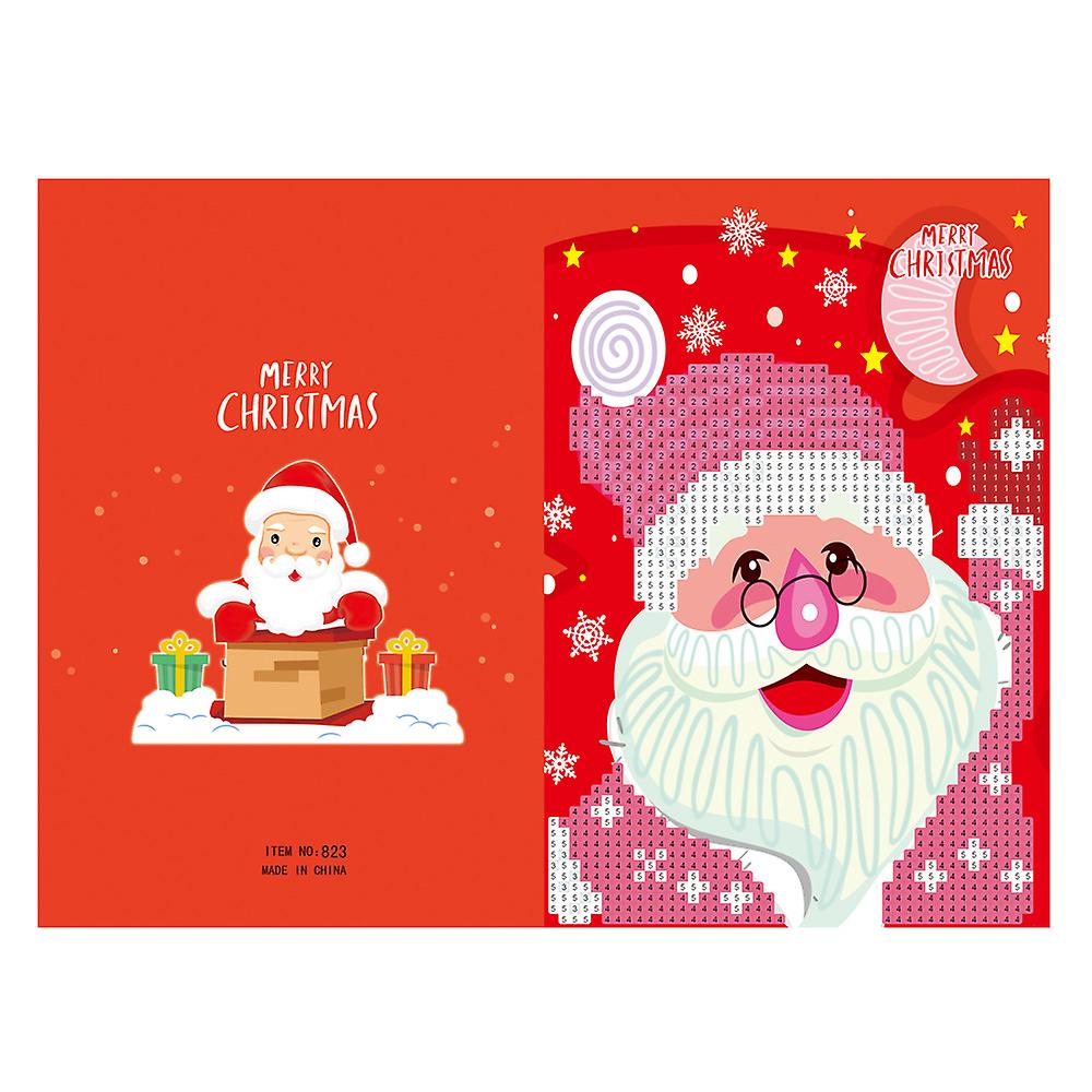 Merry Christmas Cards Diy Handmade Cards Round Drill Greeting Cards Rhinestones Embroidery Arts Crafts Gifts  Style 7