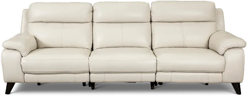 Venice White Leather-Match Power Reclining Sofa