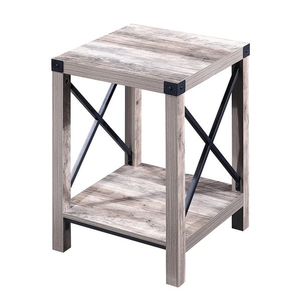 Ledel Rustic Accent Side Table End Table With Shelf