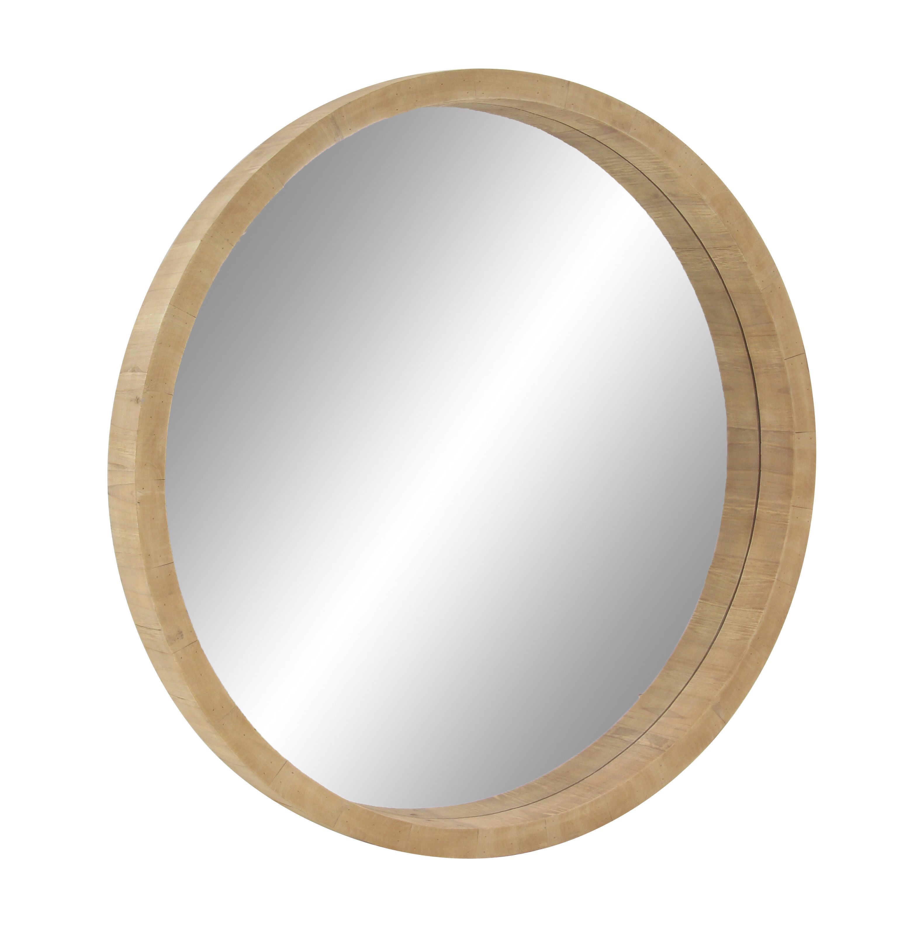 Brown Natural Wood Wall Mirror 40 x 40