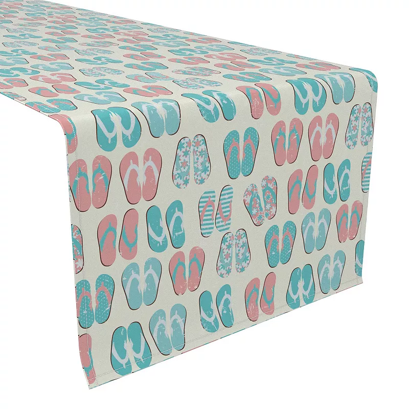 Table Runner， 100% Polyester， 12x72， Ocean Beach Flip Flops