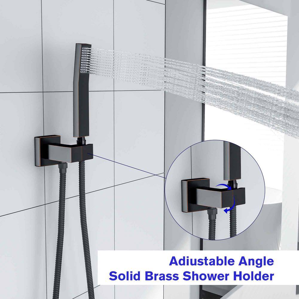 LORDEAR Single Handle 3-Spray High Pressure Tub and Shower Faucet with 12 in. Shower Head in Oil Rubbed Bronze Valve Included SLF16015-ORB-12