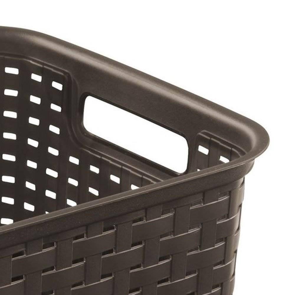 Sterilite 12736 Tall Wicker Weave Plastic Laundry Storage Basket Brown (6 Pack) 6 x 12736P06