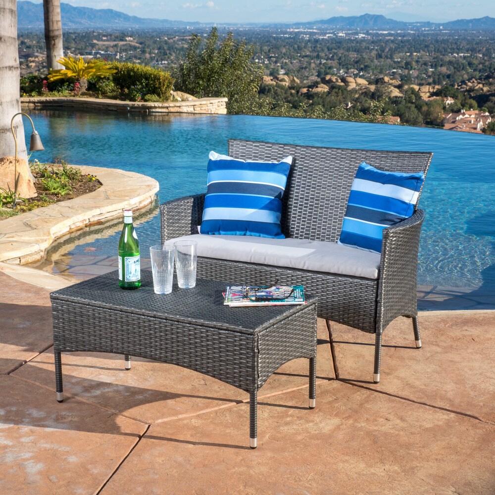 Malta 2 piece Outdoor Wicker Loveseat Set by Christopher Knight Home