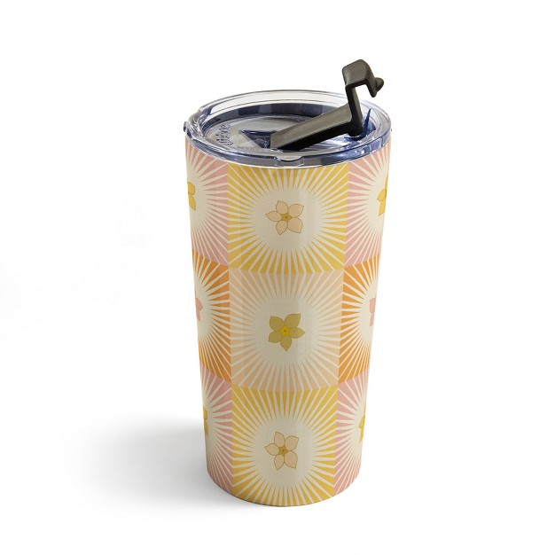 Iveta Abolina Cheerful Sun Check Travel Mug 20 Oz Stainless Steel Travel Mug Deny Designs