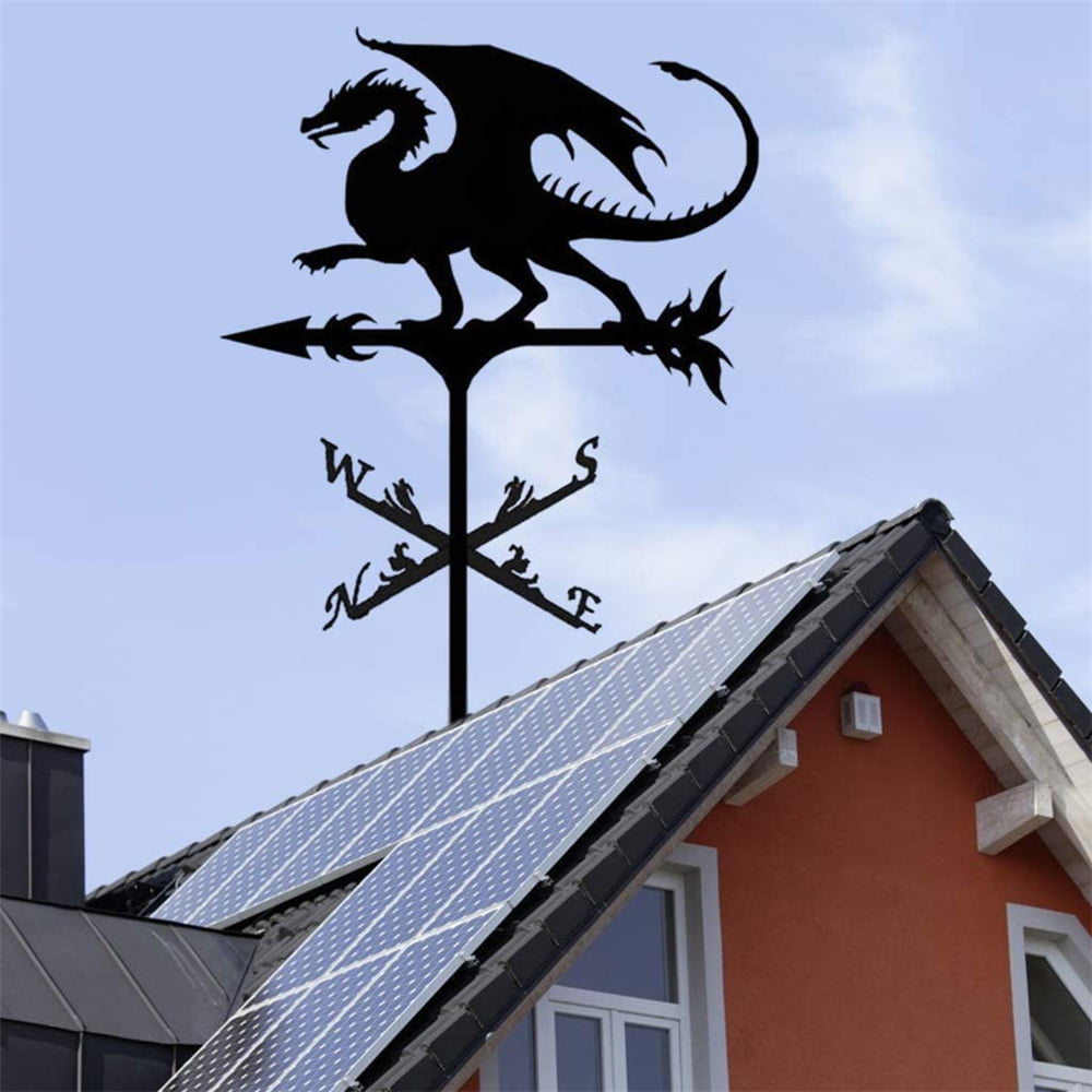 MLfire Retro Weather Vane Stake Wind Direction Indicator Dragon Weathervane Outdoor Roof Garden Yard Decoration