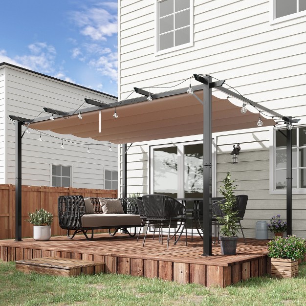 Outsunny Outdoor Retractable Pergola Canopy Aluminum Patio Pergola Backyard Shade Shelter For Porch Party Garden Grill Gazebo