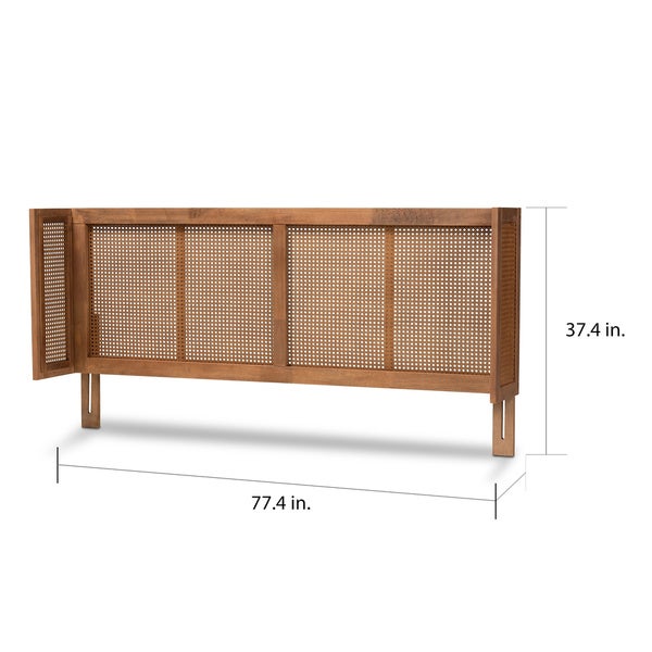 Carson Carrington Dagas Wraparound Curved Wood and Rattan Headboard - - 29078111