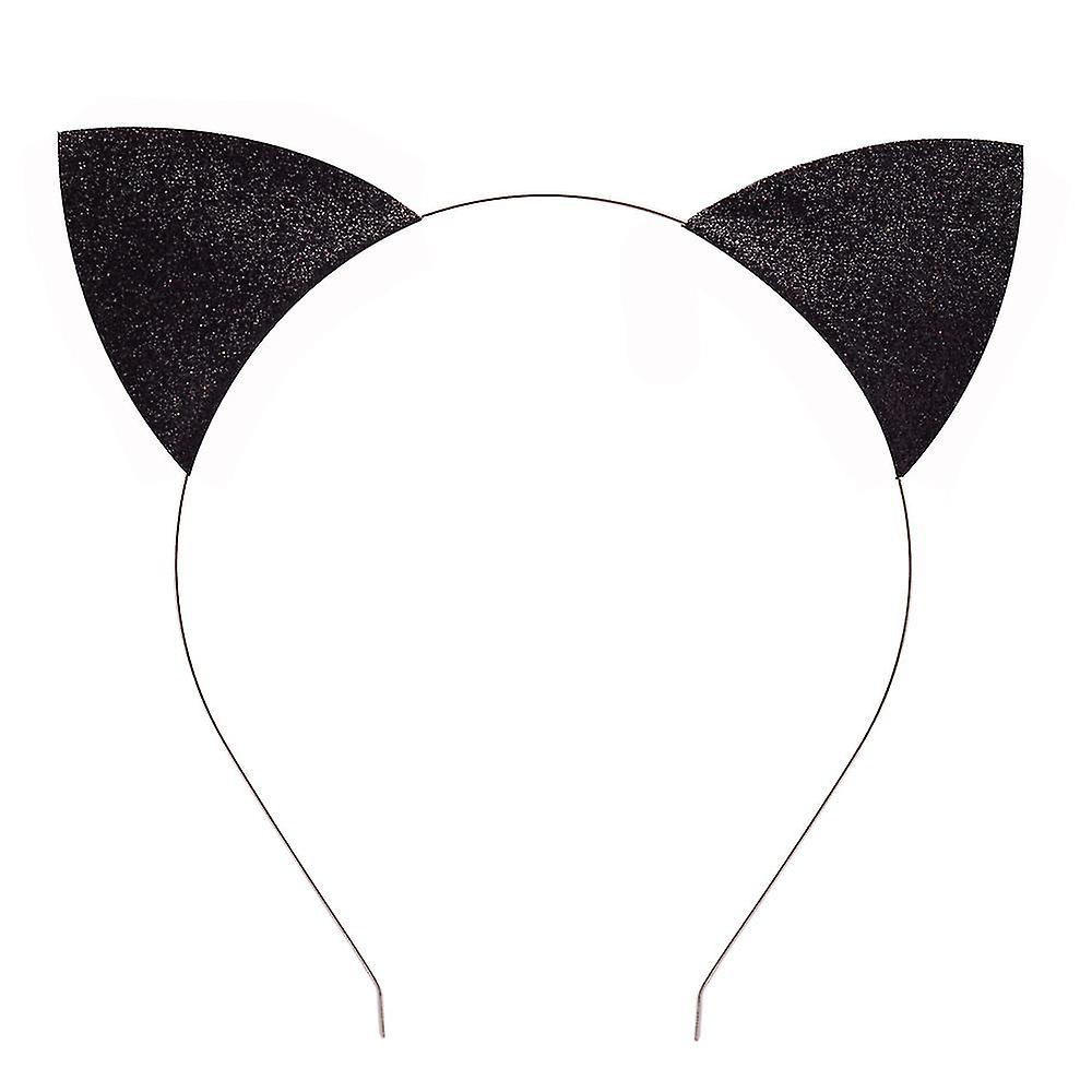 4pcs Cat Ears Headbands Cats Ear Hair Hoops Clasps For Party And Daily Wearing， Black And Silver