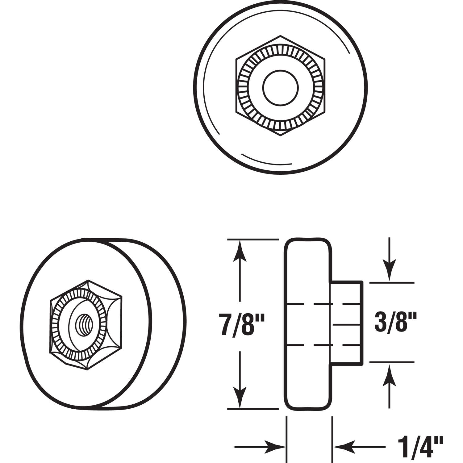 Prime-Line 7/8 in. D X 0.25 in. L Nylon Shower Door Roller 2 pk