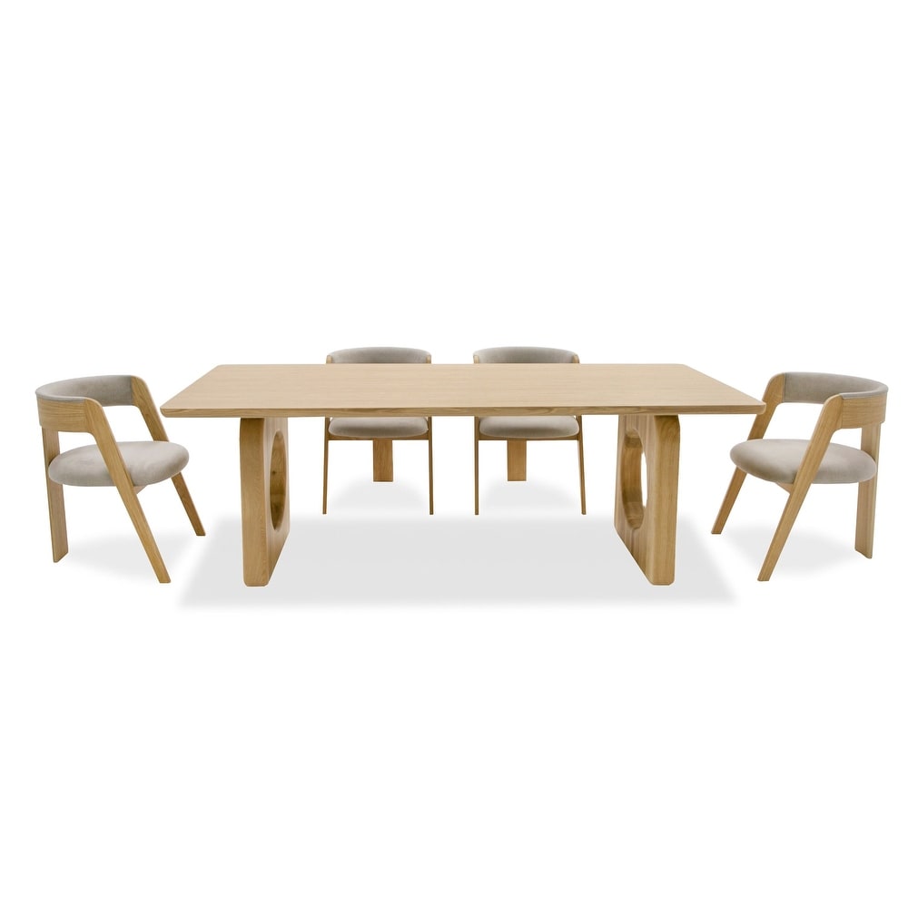 Modrest Washington   Modern Natural Oak Rectangular Dining Table