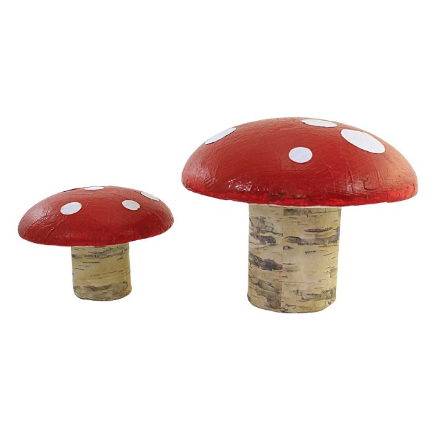 Home Decor Red Mushroom Set Two Mushrooms 6 5 Inches White Polka Dots Mx180638 Polyfoam Red