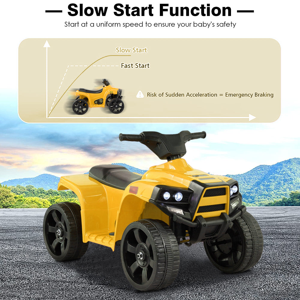 iRerts 6V Kids Ride on Toys, Battery Powered Ride on ATV Cars for Boys Girls Birthday Gifts, Kids Electric Cars for Toddlers, Kids Electric Ride on Vehicles with Headlights, Horn, Yellow