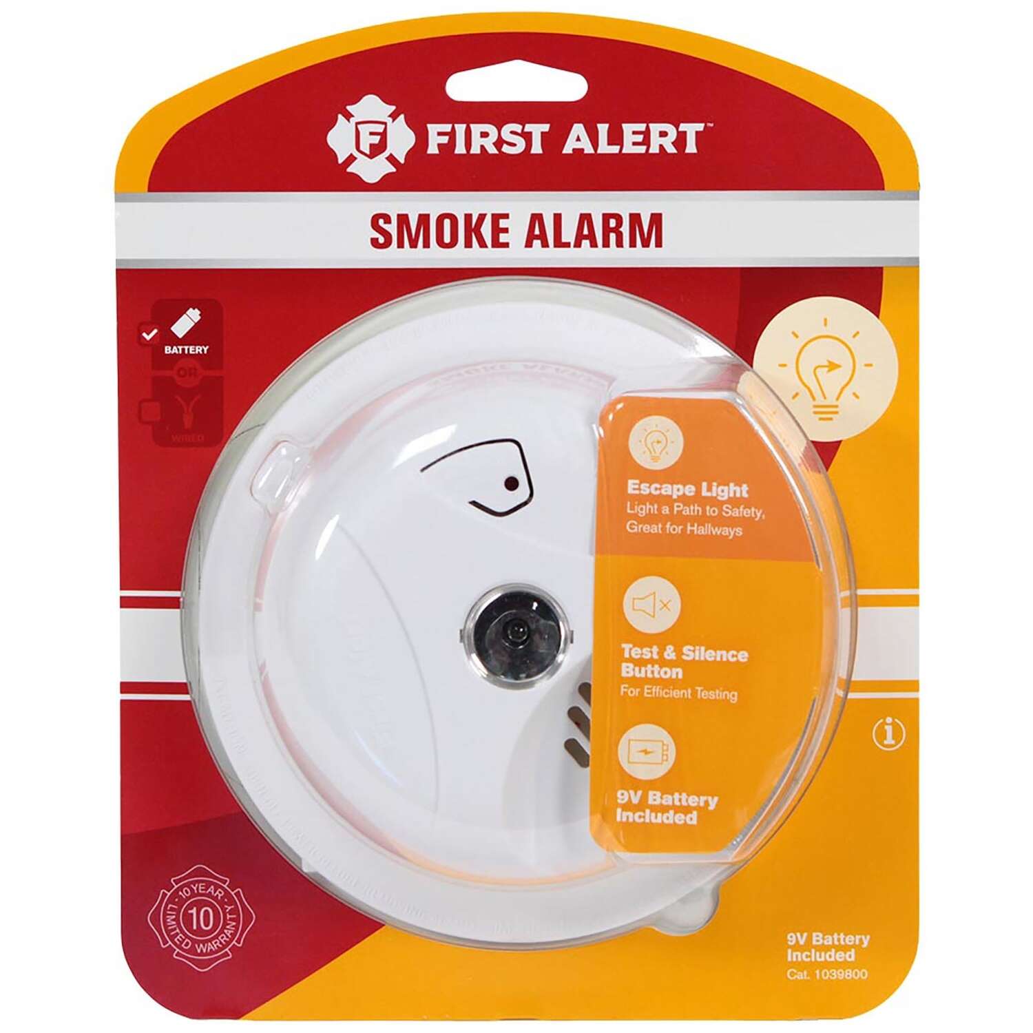 First Alert Battery-Powered Ionization Smoke Detector w/Escape Light