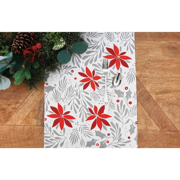 C amp f Home Poinsettia Christmas Printed Christmas Winter Table Runner