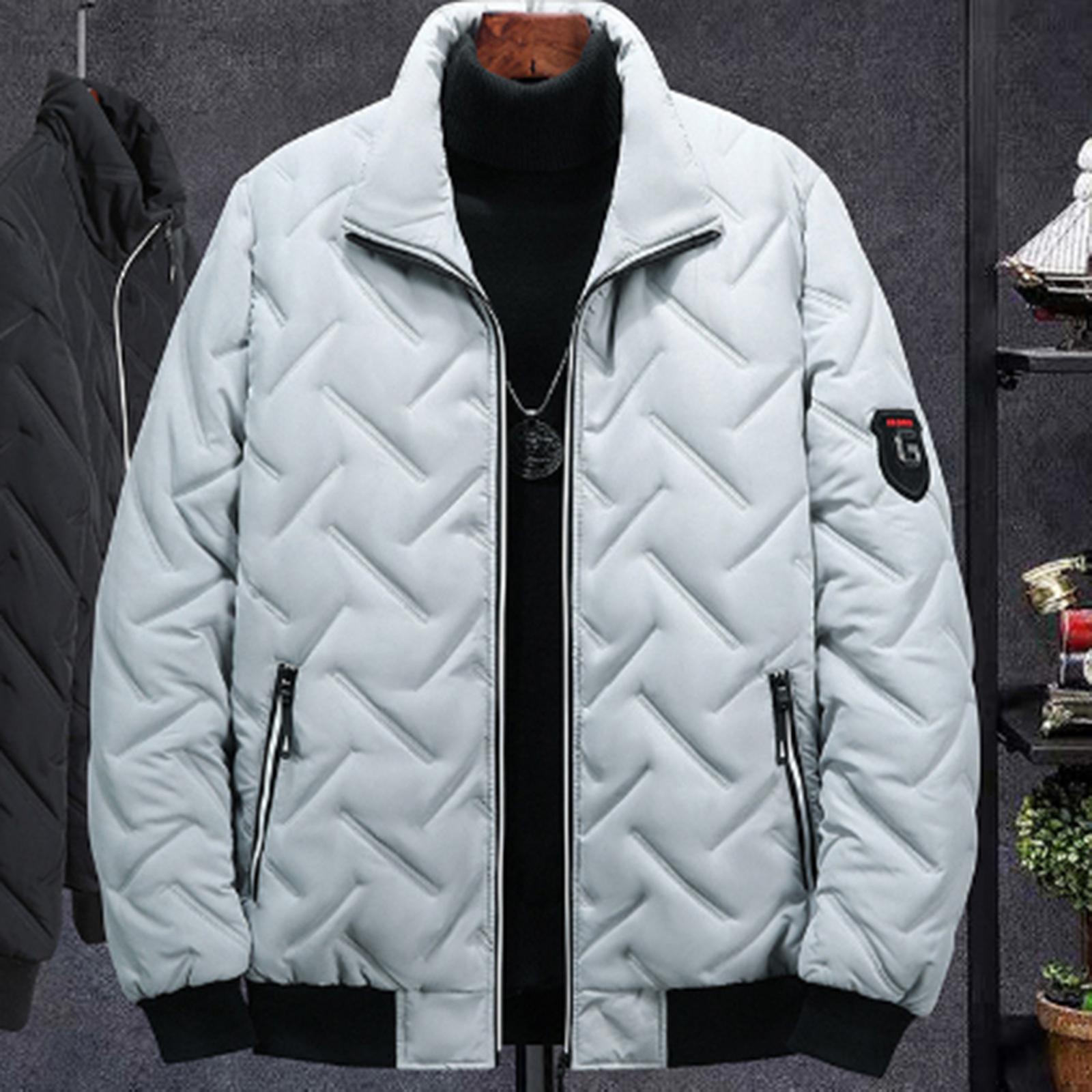 Men's Jacket Autumn And Winter New Men's Cotton Padded Jacket Korean Trend Short Stand Collar Light Down Padded Jacket For Men Gray L