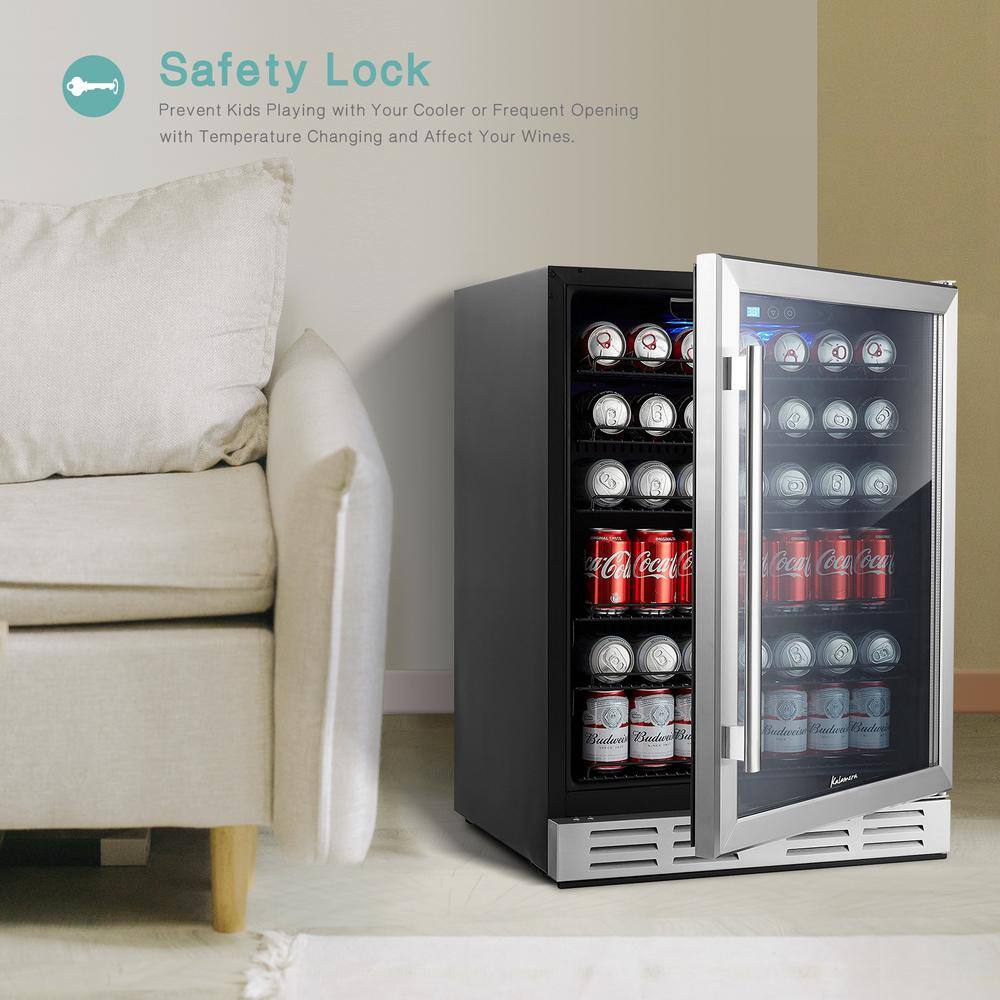 Kalamera 24 in. Built-in Single Zone Beverage Refrigerator with 170 Can 12 oz. Beverage KRC-150BV