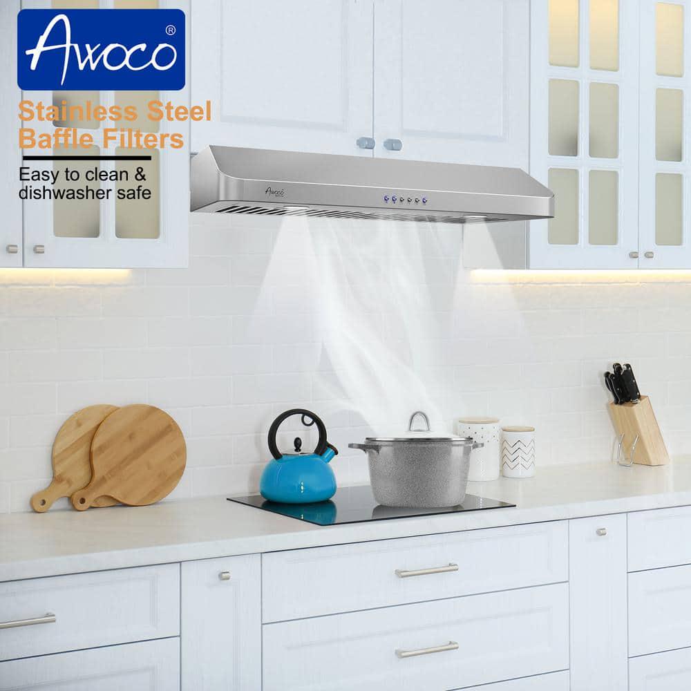 AWOCO 42 in 900 CFM Ducted Under Cabinet Range Hood in Stainless Steel