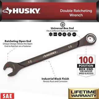 Husky 100-Position Double Ratcheting SAE Wrench Set (6-Piece) H100DRW6PCSAEN