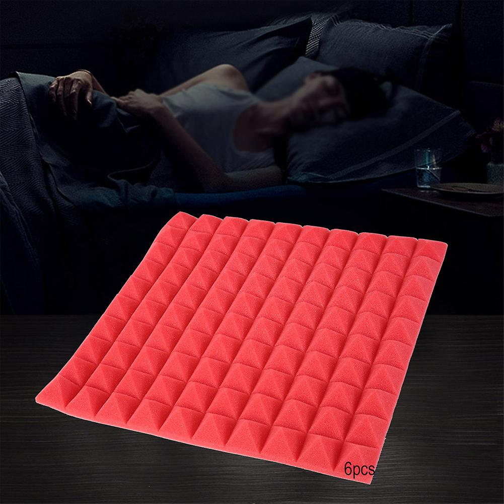 50*50*5cm 6pcs Pyramid Shape Sound Absorbing Soundproofing Cotton Foam (red)