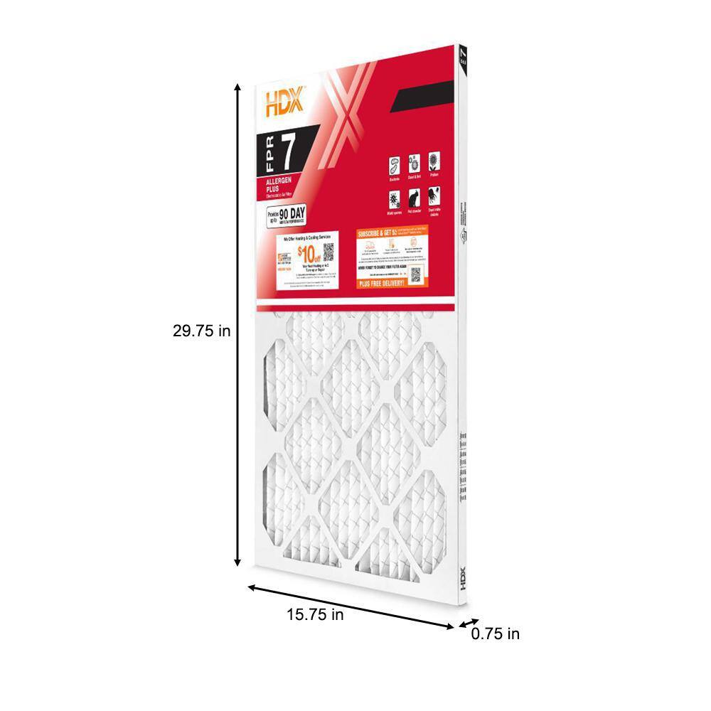 HDX 16 in. x 30 in. x 1 in. Allergen Plus Pleated Air Filter FPR 7 HDX1P7-011630