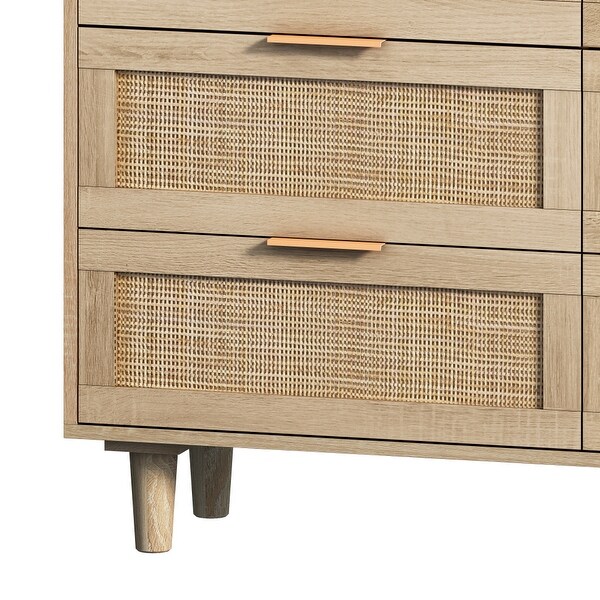 43.31 inch Rattan Storage Cabinet Rattan Drawer with 6 Drawers - - 37908908