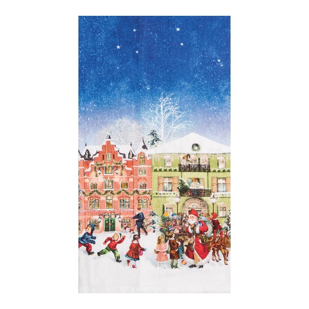 C amp f Home Vintage Houses With Santa Printed Flour Sack Cloth Thanksgiving Kitchen Towel