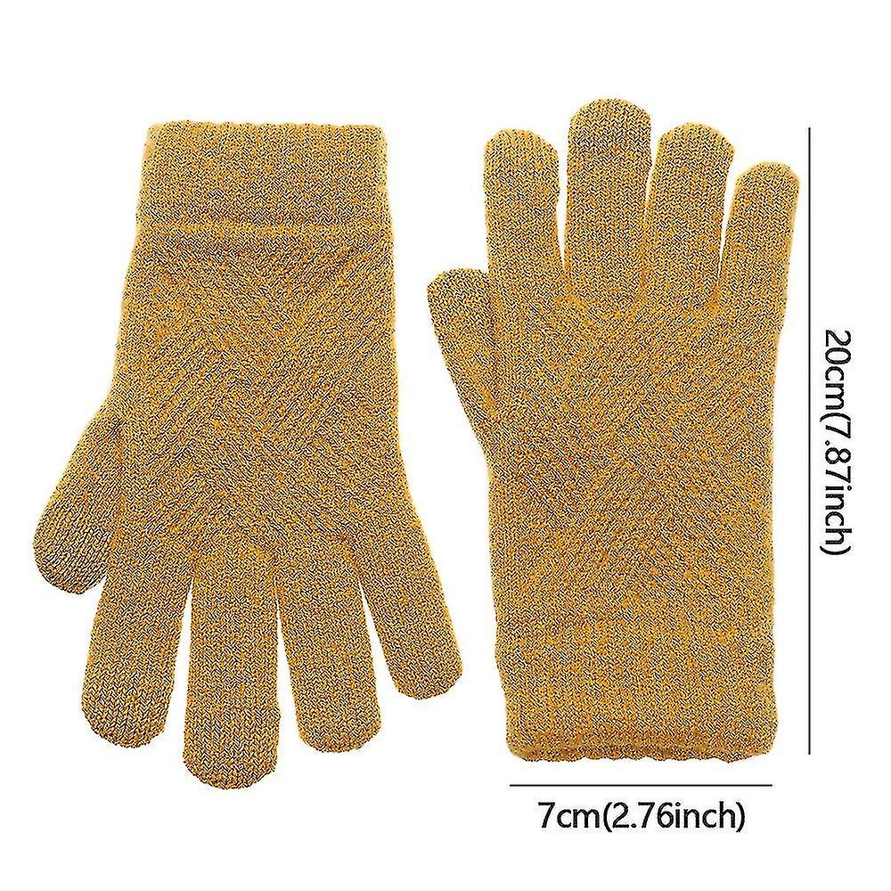 Winter Warm Knitted Full Finger Touch Screen Mittens Woolen Winter Warm Thick Warm Women Cycling Driving Gloves