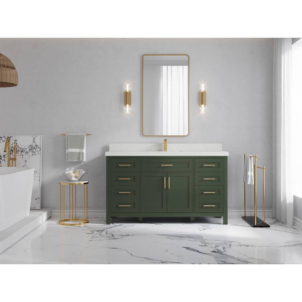 Willow Collections Cambridge 60 in. W x 22 in. D x 36 in. H Single Sink Bath Vanity in Pewter Green with 2 in Carrara Quartz Top CAM_PGN_CARQZ_60S