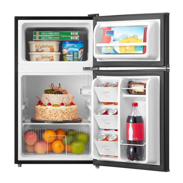 3.2 Cu Feet Two Door Compact Refrigerator with Freezer， Black， E-star