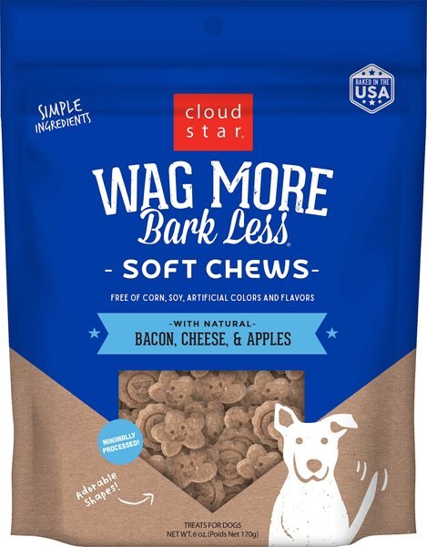 Cloud Star Wag More Bark Less Soft and Chewy with Bacon， Cheese and Apples Dog Treats