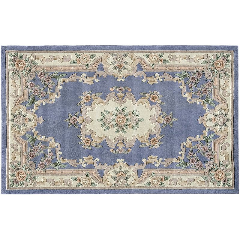 Rugs America New Aubusson Framed Floral Wool Rug