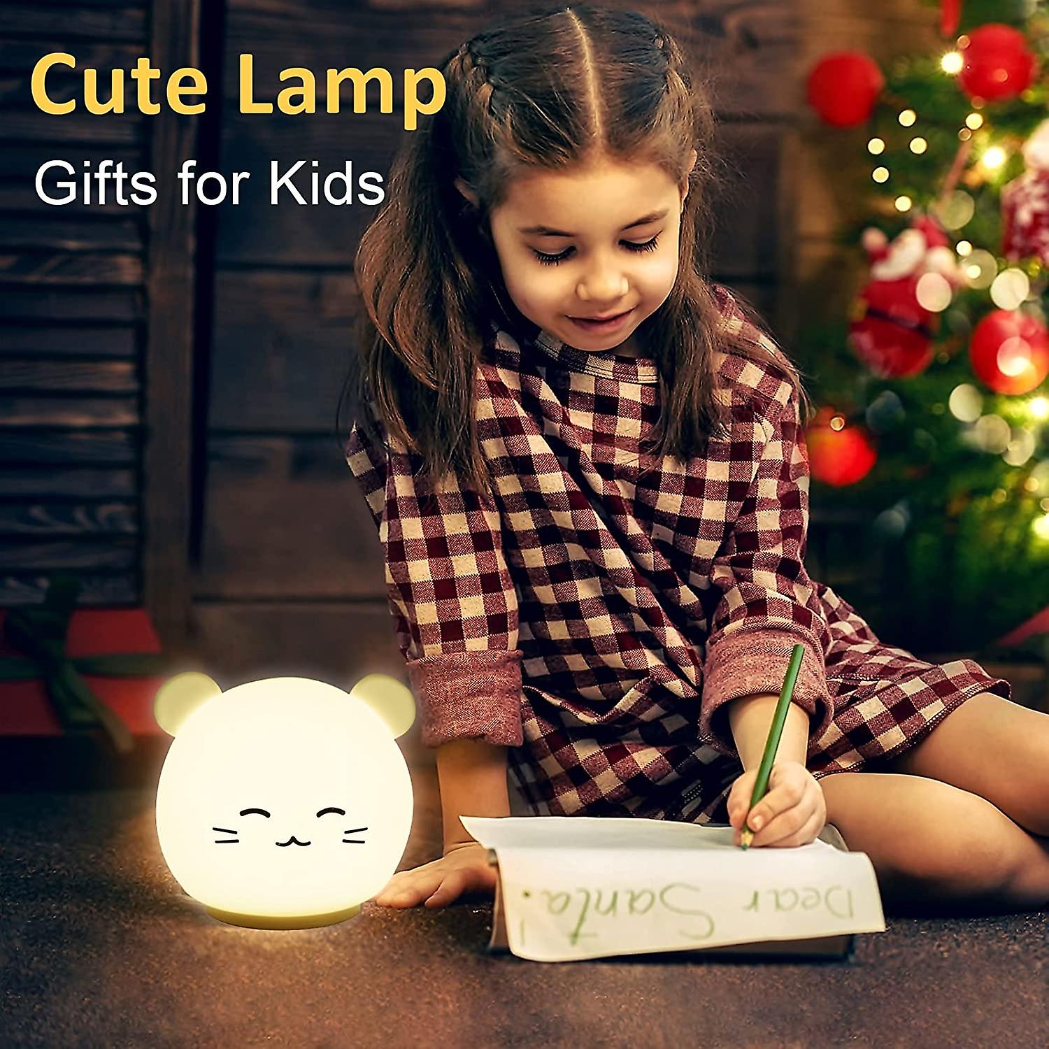 Liangnv Cute Night Lights For Kids Bedroom Cat Lamp 7 Color Changing Silicone Touch Baby Night Light Battery Powered Rechargeable Dimmable Cute Lamp