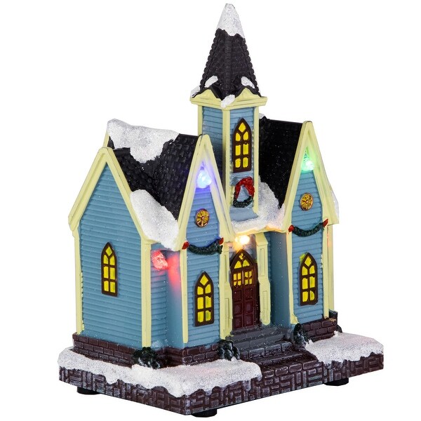 LED Lighted Snowy Church Christmas Village Display Piece