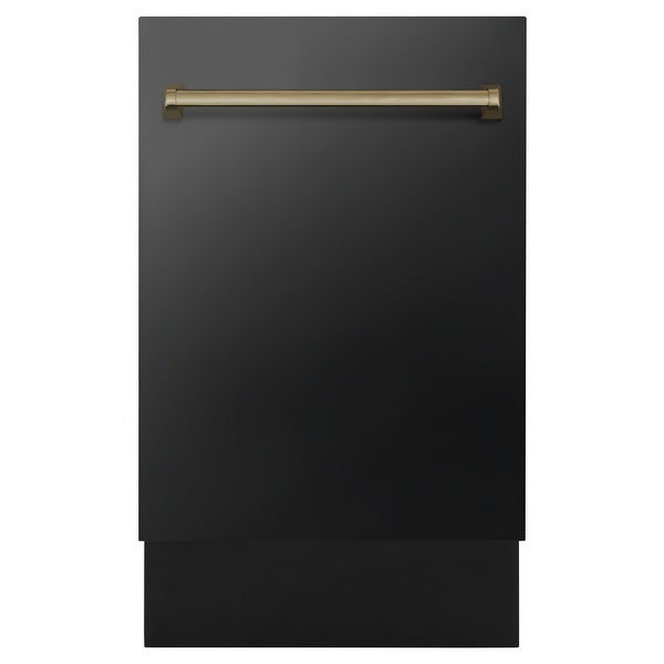 ZLINE Autograph Edition 18 Inch Compact 3rd Rack Top Control Dishwasher in Black Stainless Steel