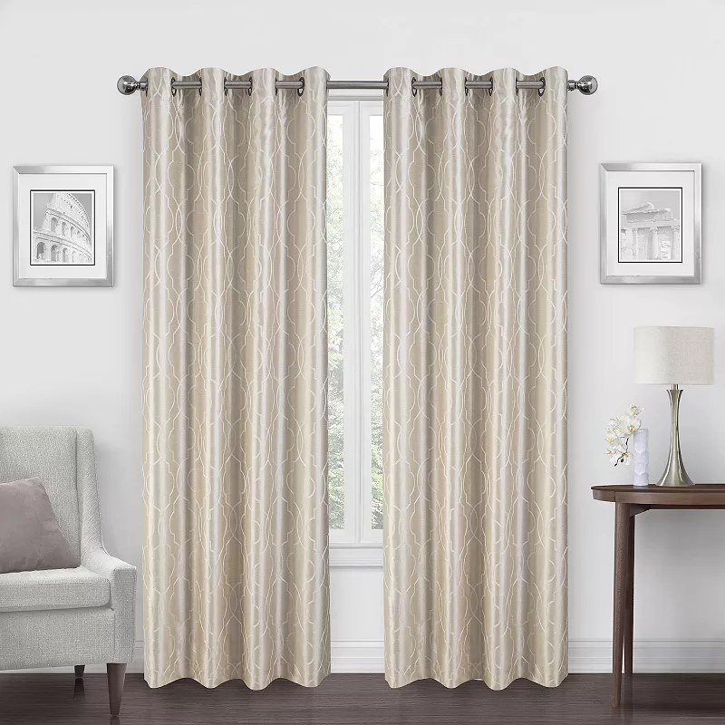 Regal Home 2 Embroidered Faux Silk Window Curtain Panels