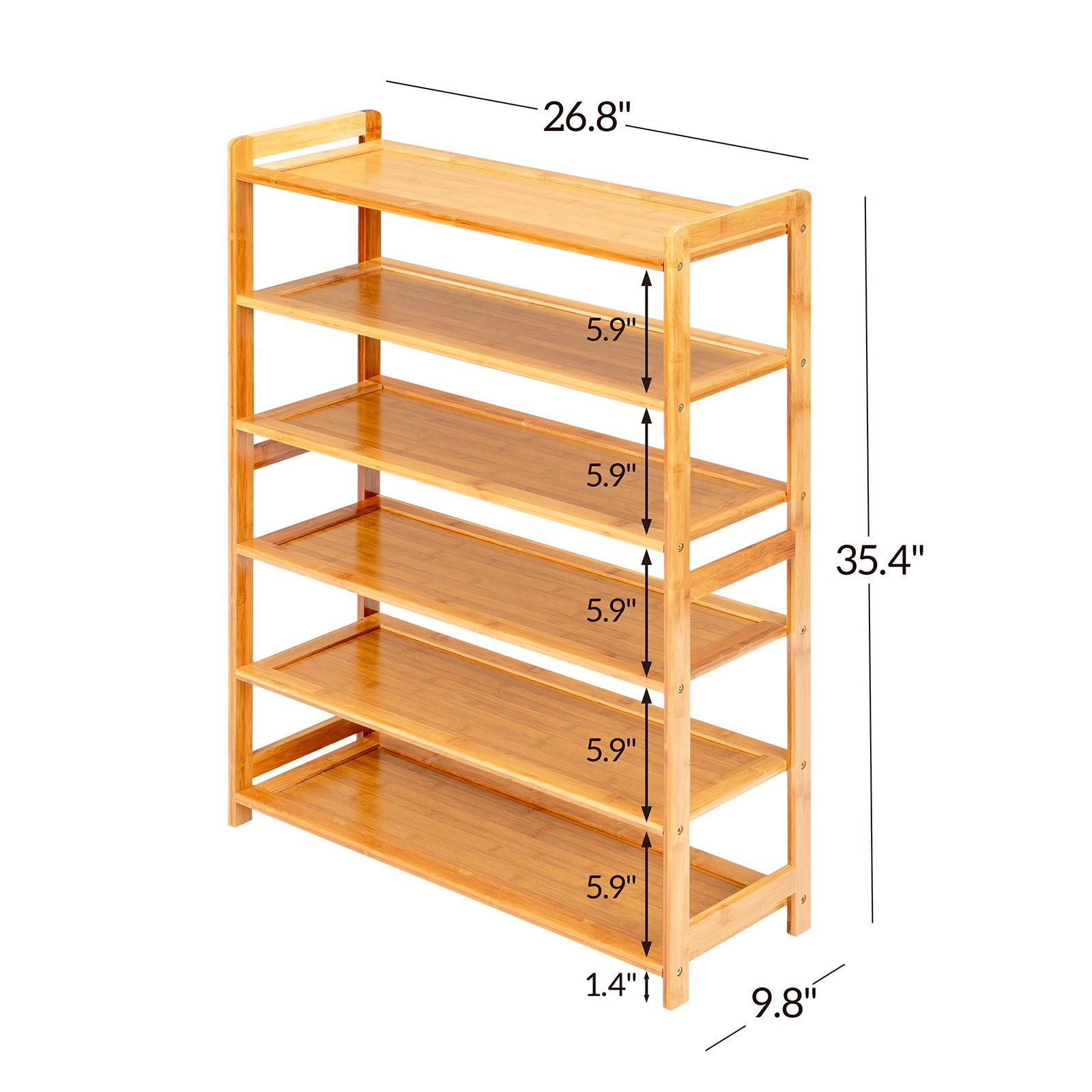 Zimtown 6 Tiers Natural Bamboo Wood Shoe Shelf Shoe Rack Shoe  Storage Organizer Shelving for Entryway Kitchen Home