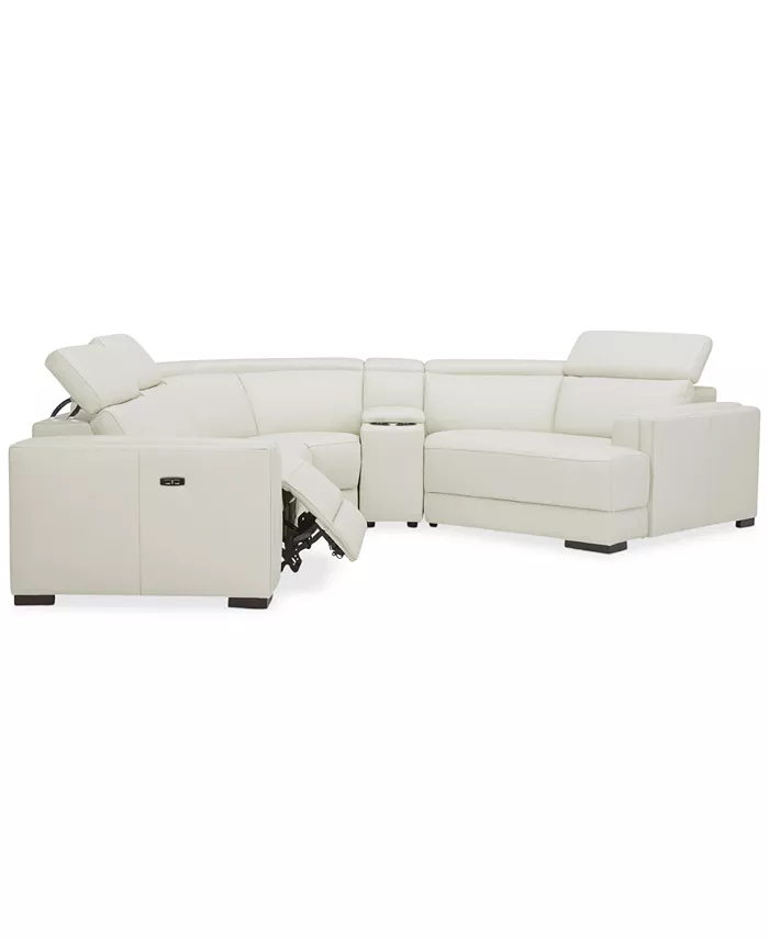 Furniture Jenneth 5-Pc. Leather Sofa with 2 Power Motion Recliners and Cuddler