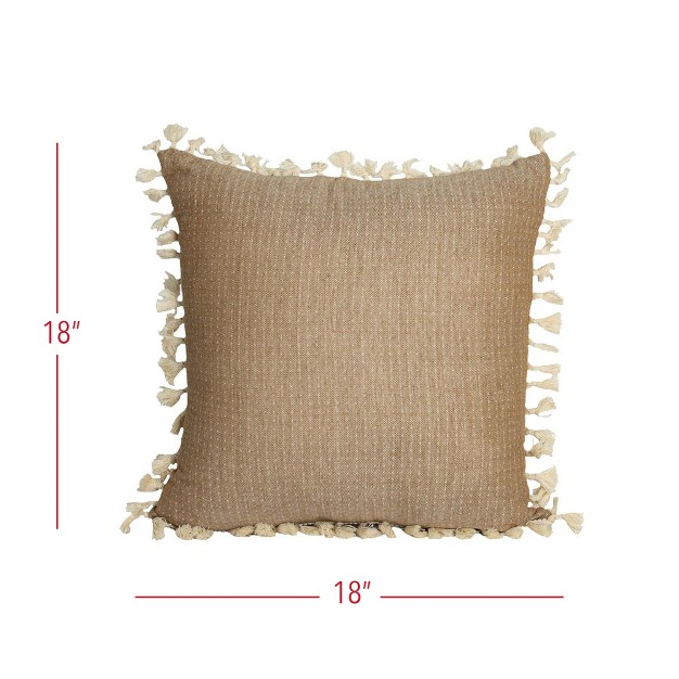 Hand Woven Reversible Throw Pillow Brown Cotton With Polyester Fill By Foreside Home amp Garden