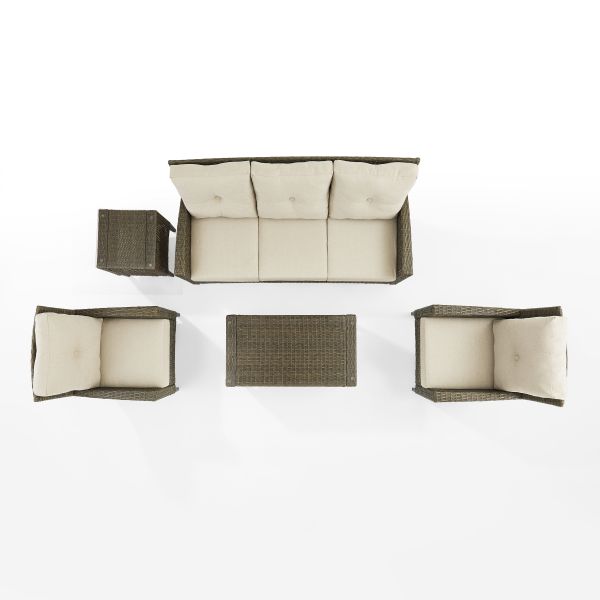 Rockport 5Pc Outdoor Wicker High Back Sofa Set